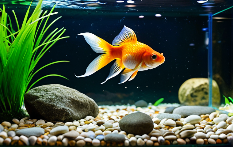 Goldfish Bowl**
"A vibrant, colorful goldfish with flowing fins swims in a clean, well-maintained aquarium. The tank includes lush green plants and smooth river stones. The fish is healthy and active. Aquarium is well-lit. Fully clothed, safe for work, appropriate content, family-friendly, perfect anatomy, natural proportions, professional photography, high quality."
**