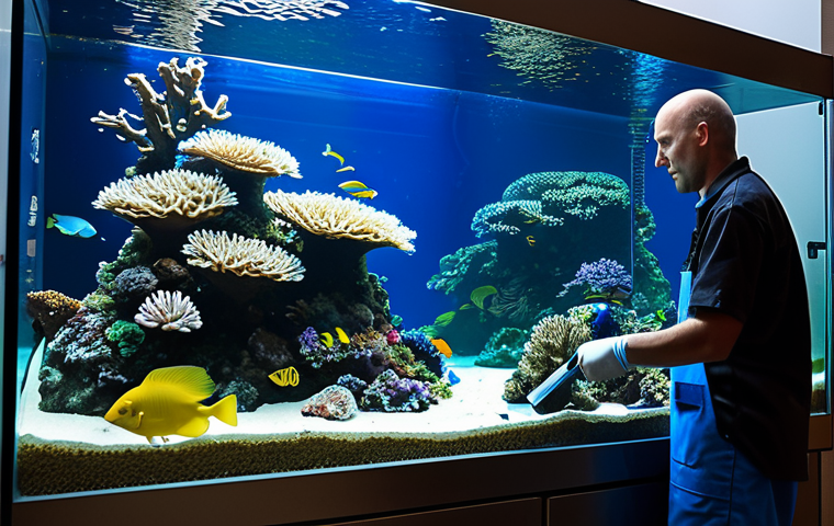 어항 속 미니 산호초 - Healthy Coral Display**

"A vibrant and colorful coral reef aquarium display, featuring a variety of...