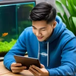 관상어 커뮤니티 사이트 - **Prompt:** "A young adult, around 20 years old, with a diverse background (e.g., mixed ethnicity, m...