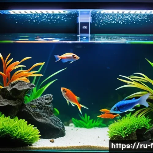 Home 28 어항 온도계 설치법 - A detailed close-up scene of a modern aquarium interior featuring a sleek digital thermometer with a...