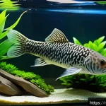 Home 21 플레코 종류와 가격 - A vibrant and detailed underwater aquarium scene featuring a large adult plecostomus catfish approxi...