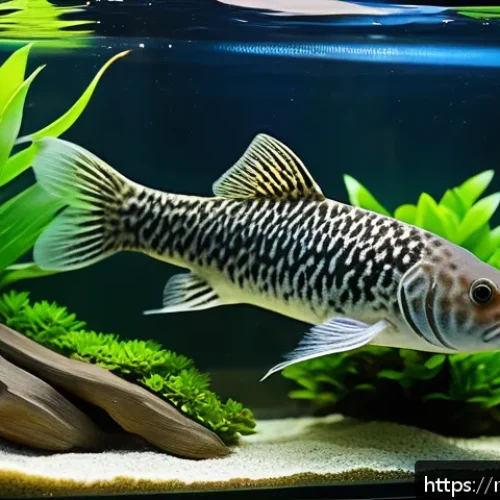 Home 15 플레코 종류와 가격 - A vibrant and detailed underwater aquarium scene featuring a large adult plecostomus catfish approxi...