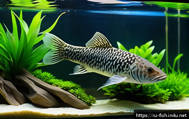 플레코 종류와 가격 - A vibrant and detailed underwater aquarium scene featuring a large adult plecostomus catfish approxi...